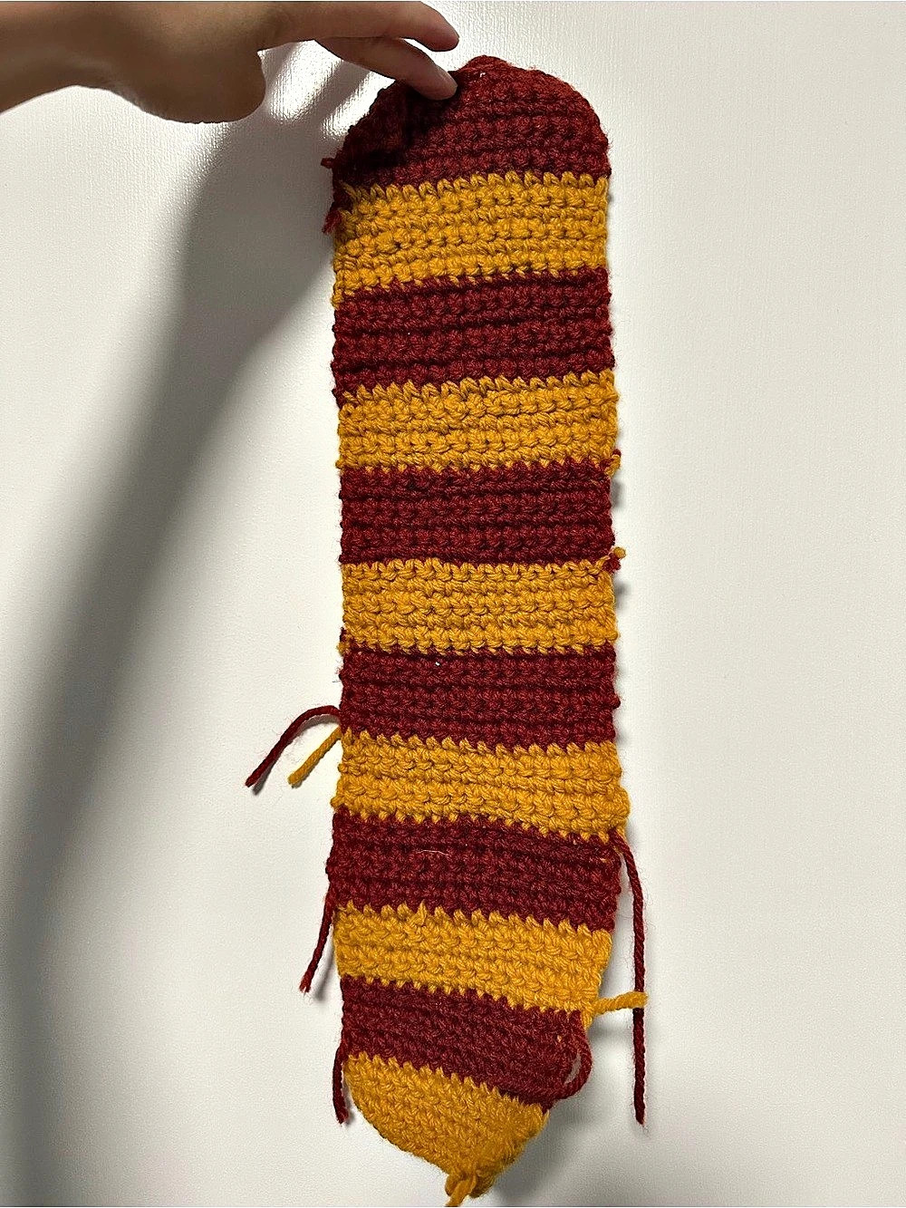 Hand-Crochet Striped Textile in Yellow & Red